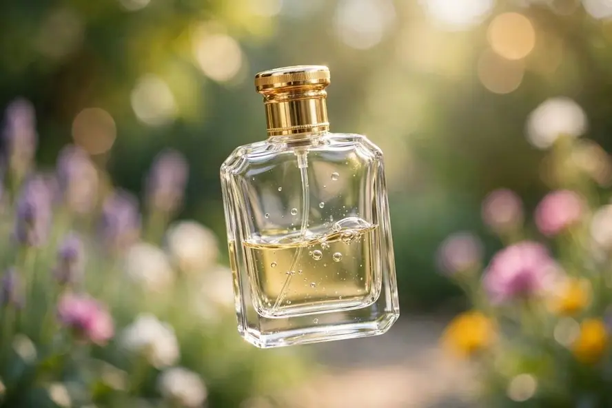 A glass perfume bottle, original photo