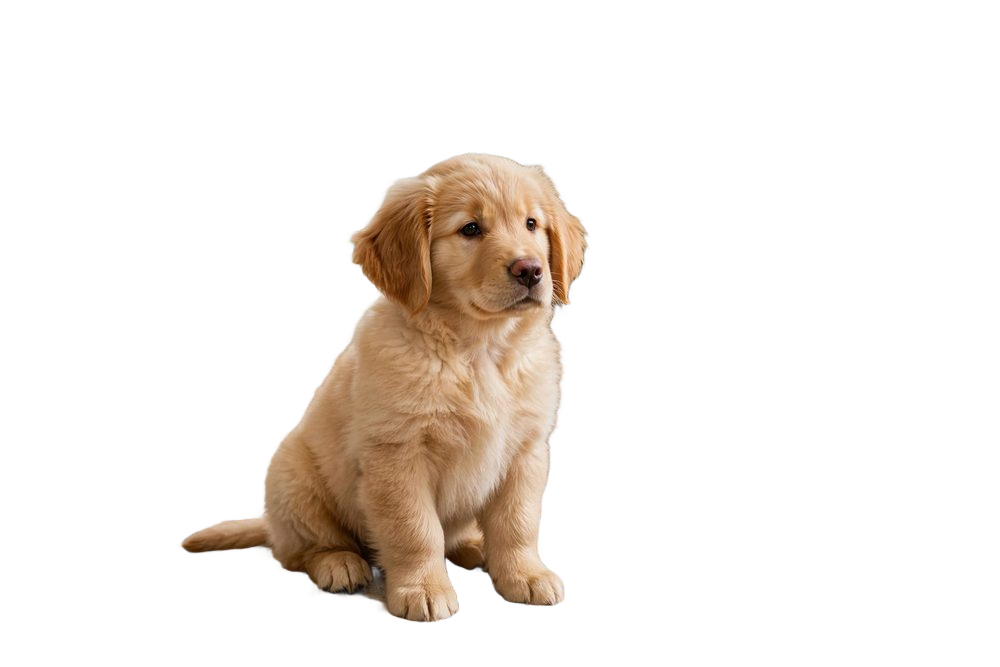 A golden retriever puppy with the background removed