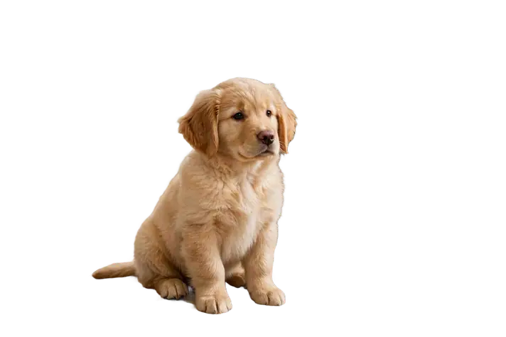 A golden retriever puppy with the background removed