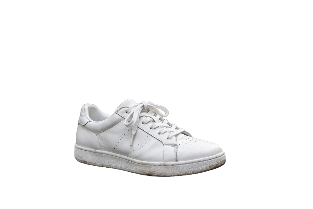 A white leather sneaker with the background removed