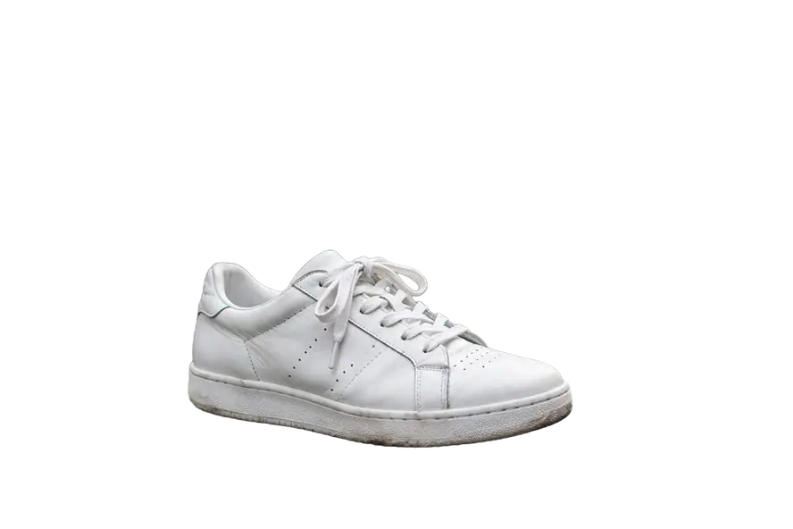 A white leather sneaker with the background removed