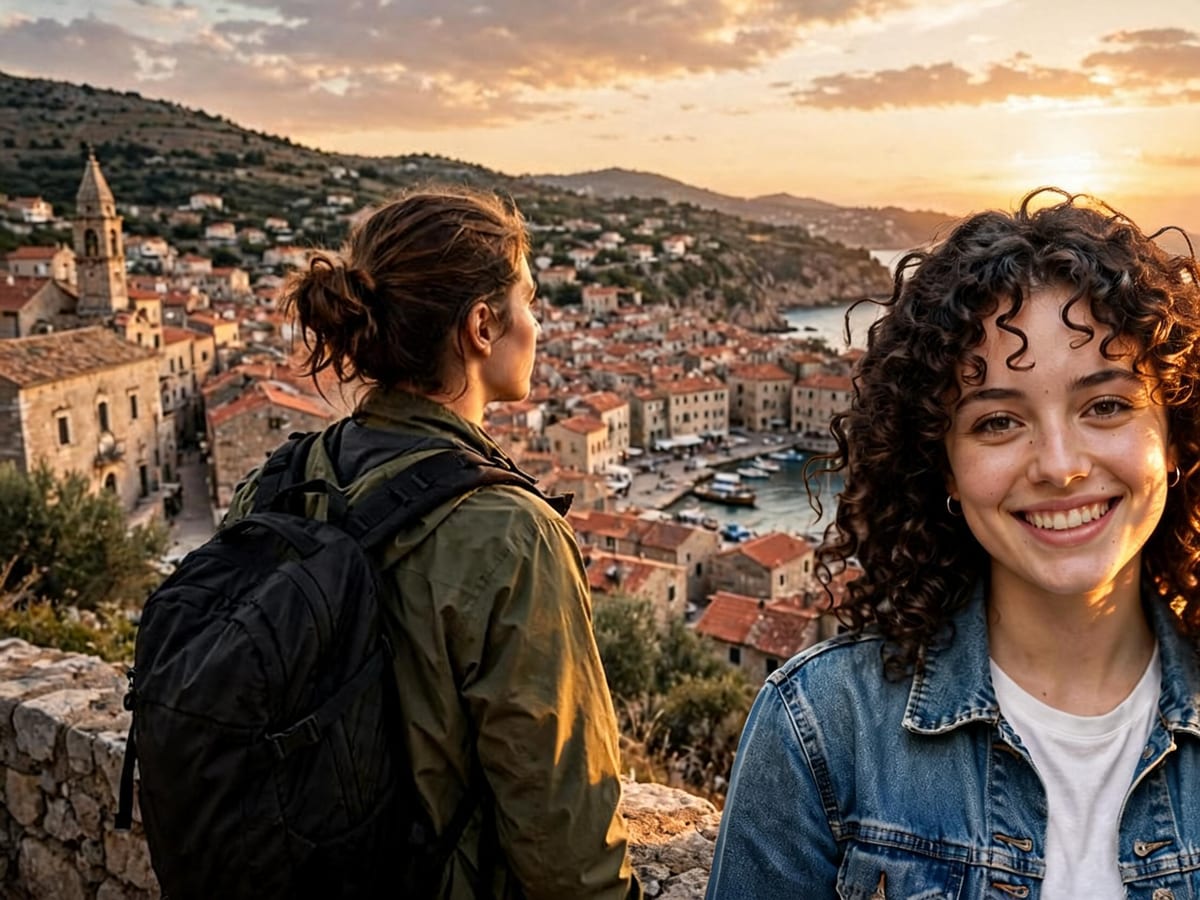 A smiling woman in a denim jacket on a new background
