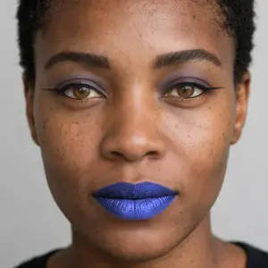 Blue lip makeup look