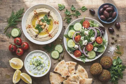 A table of mezze dishes with the Fade filter, after editing