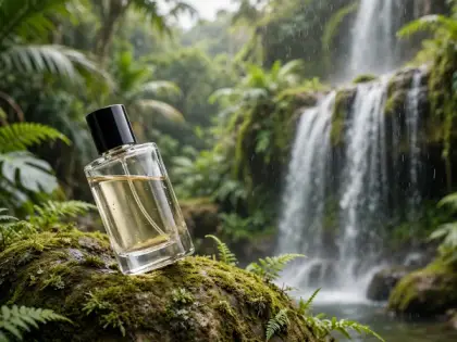 A perfume bottle placed into a new background scene