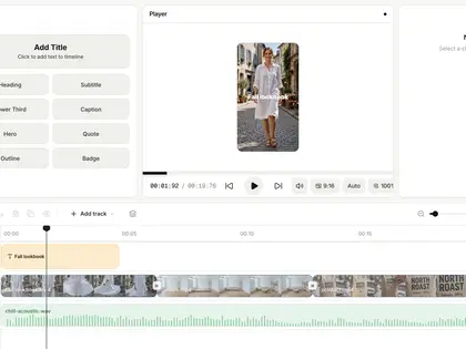 The video editor with clips and music on the timeline